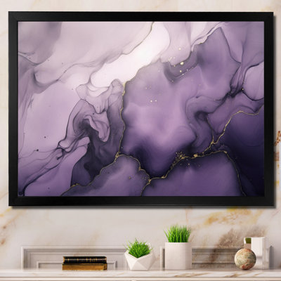 Purple and Grey Marble Ink Clouds X - Fractals Wall Art