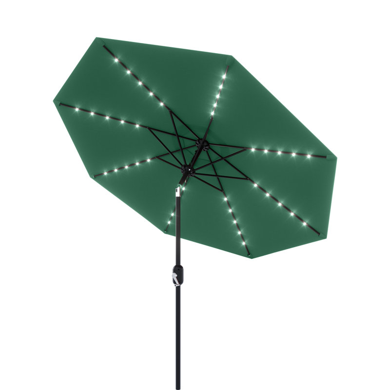 Parasol de terrasse en polyester 10 pi (3M) à DEL avec réglage de l'inclinaison vert foncé