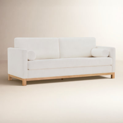 Ilene 84" Upholstered Sofa with Natural Wood Base