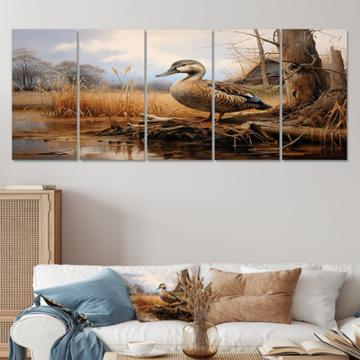 Waddling Duck At The Barn I - Duck 5 Piece Wall Art Set