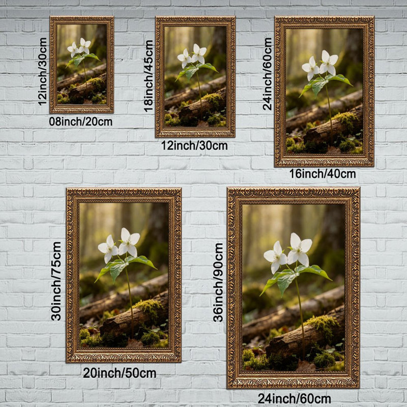 Cadre mural rétro blanc avec motif de fleurs blanches WhiteOrnate, L 8 po x l 12 po