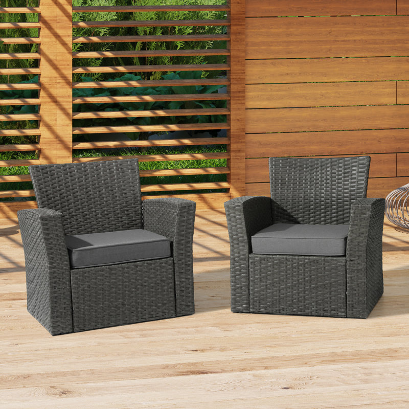 Coussin de chaise d'extérieur à double passepoil 20 po x 19,5 po x 4 po, Gris