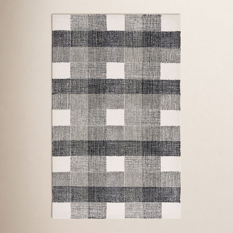 Audie Genre Hand Tufted Wool;Cotton Plaid Rug, Rectangle 8' x 10'