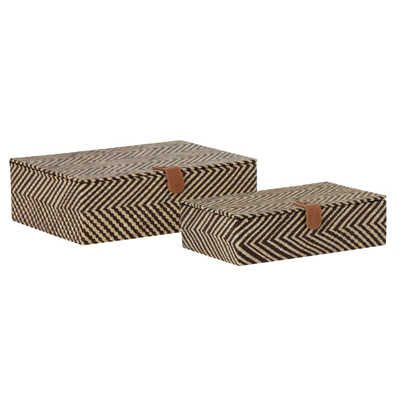 Kursti 2 Piece Handmade Chevron Weave Decorative Box Set