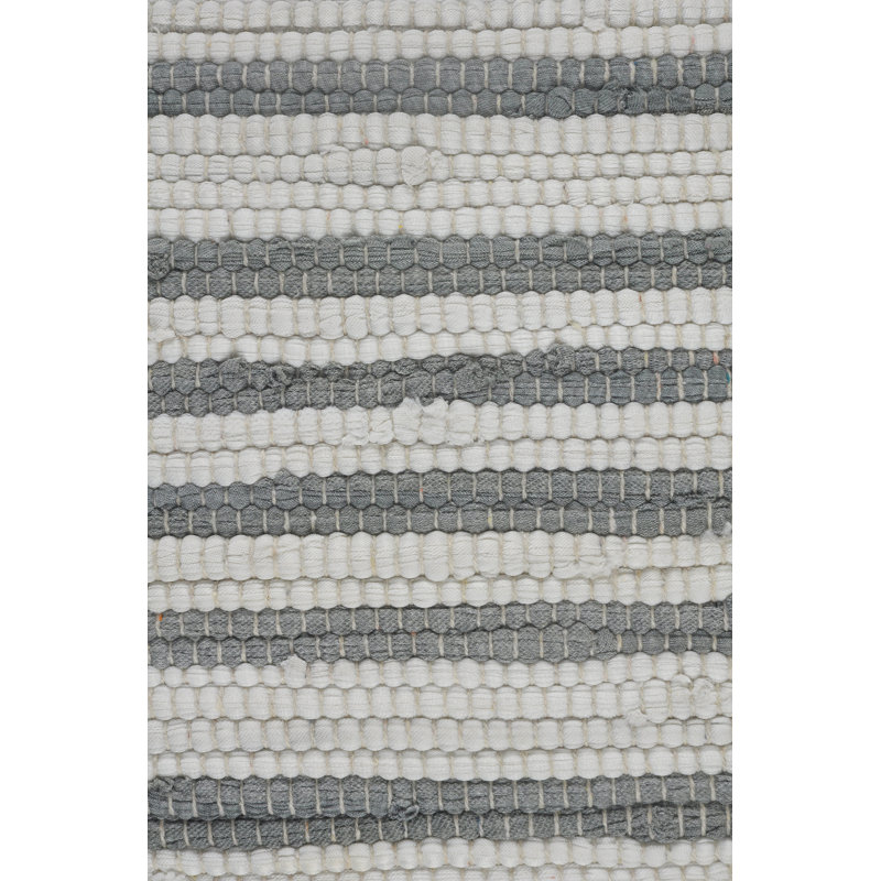 Gray and White Striped Cotton Jute Square Throw Pillow