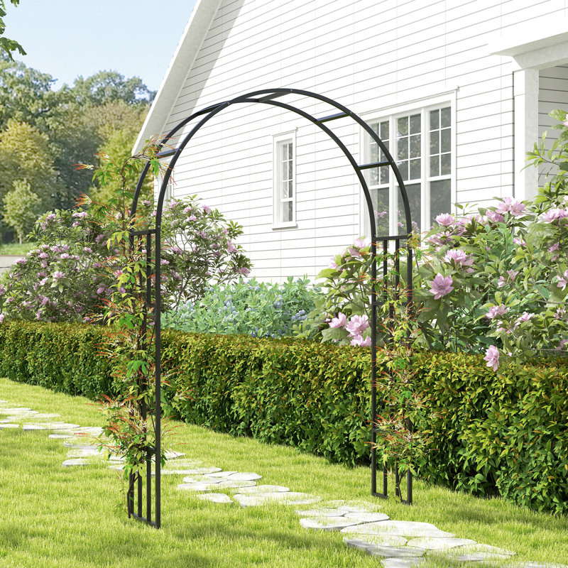 150cm W x 40cm D Steel Garden Arch in Black