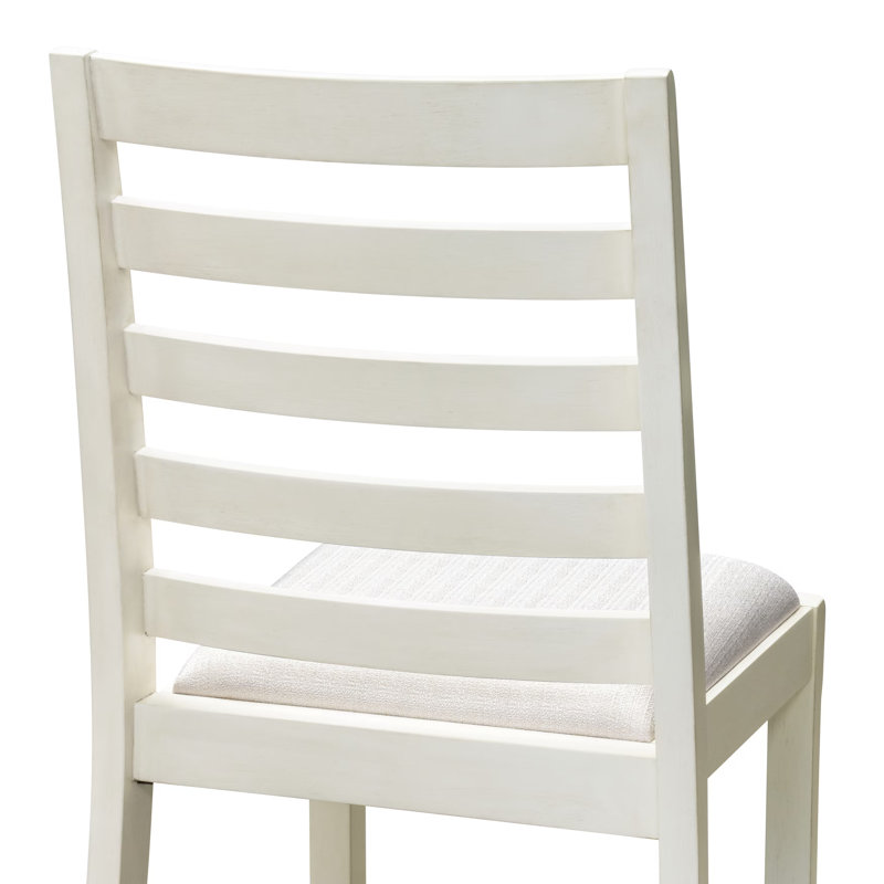 Dining Room Chair set of 2 with Cream Polyester Fabric and upholstered back Antique White Finish, Cream, Antique White