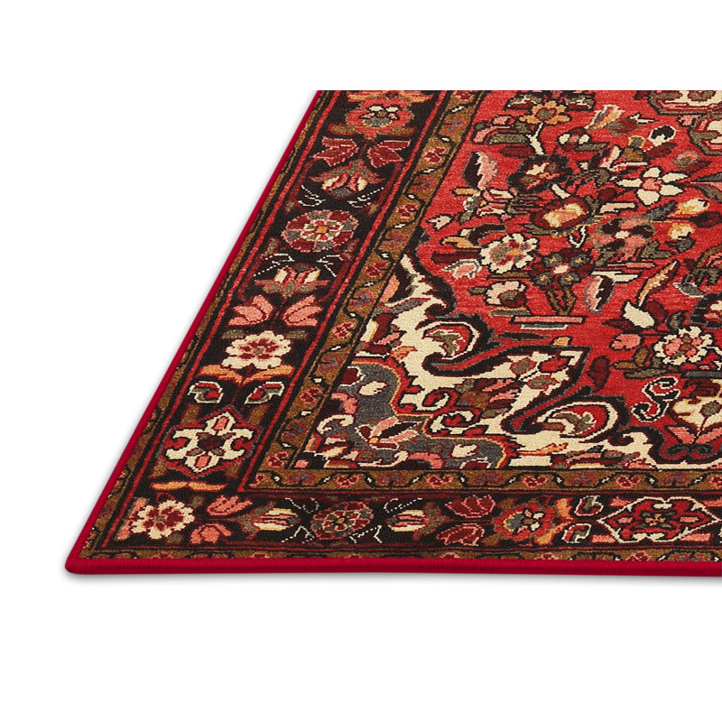 Tapis traditionnel rouge / crème, Rectangle 5 pi x 7 pi