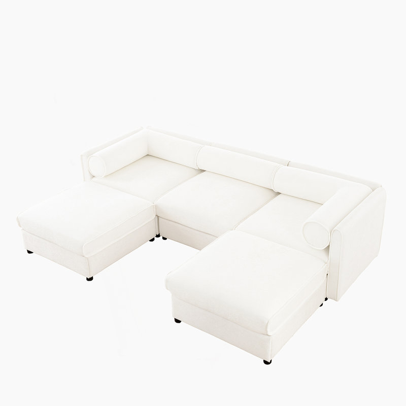 Canapé modulaire polyvalent pour le salon, confortable et élégant, H 27,9 po x l 109 po x P 71,2 po, Blanc