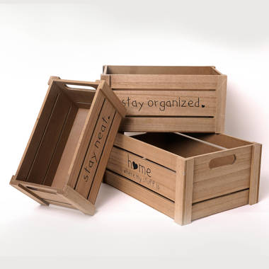 Addie Joy Woof Dog-Themed 3 Piece Solid Wood Crate Set Gracie Oaks