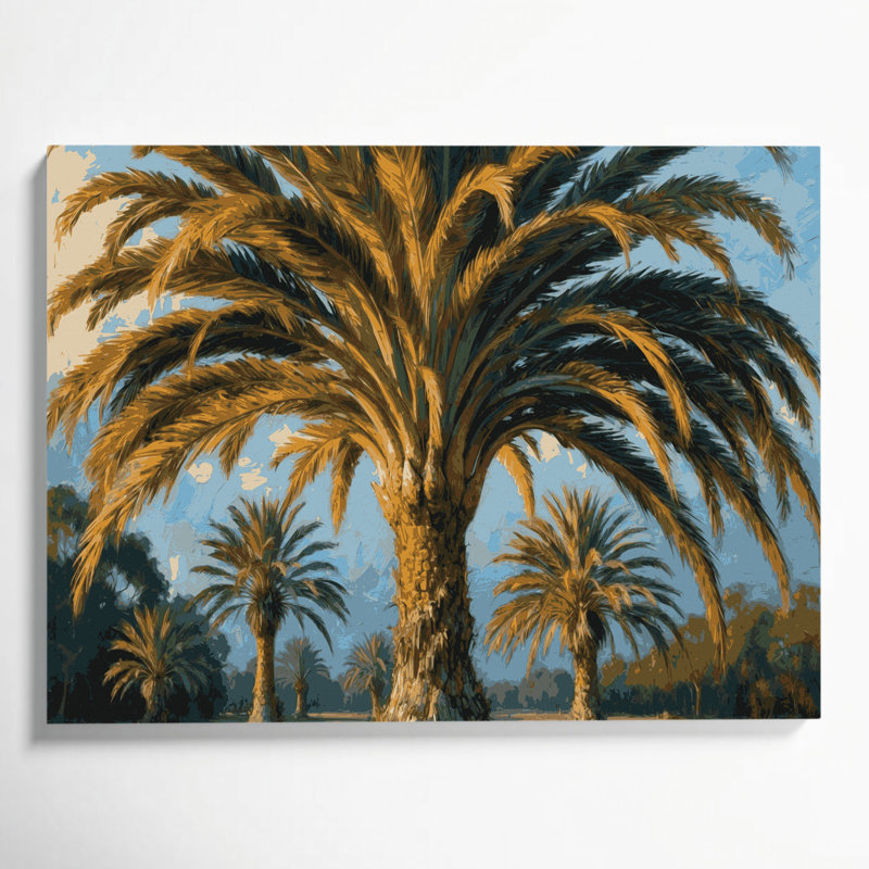 Botanical Date Palm Brown Canvas Wall Art, 11" H x 14" W