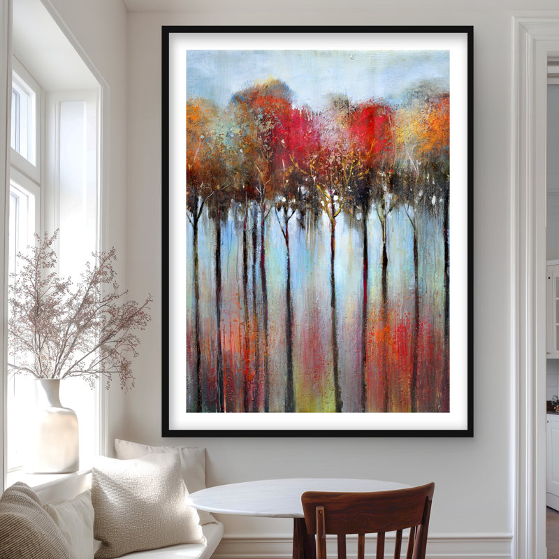 «Abstract and Colorful Forest - Trees Seasons», reproduction encadrée