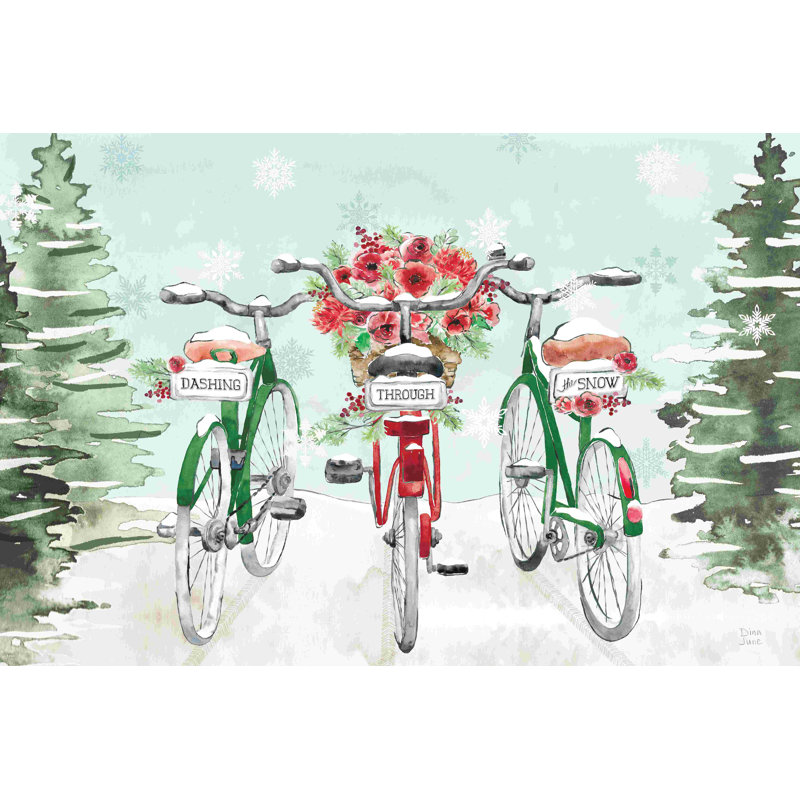 Holiday Ride I - rouge et vert - reproduction d'art sur toile tendue, H 8 po x l 12 po
