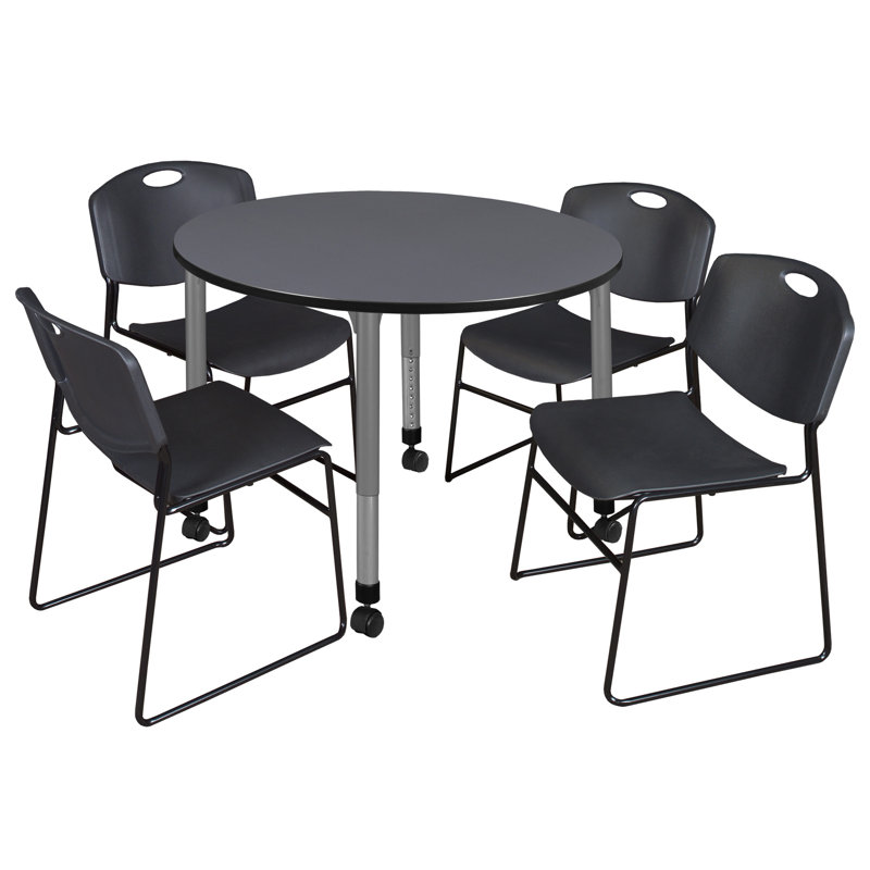 Ensemble de table de salle à manger et de chaises Kee, H 34 po x L 99 po x l 42 po, Gris
