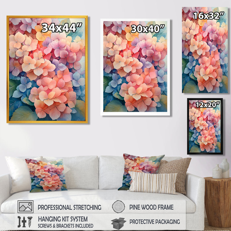 Hydrangeas Garden Of The Summer Colors II - Hydrangea, reproduction sur toile encadrée, H 32 po x l 24 po, Blanc