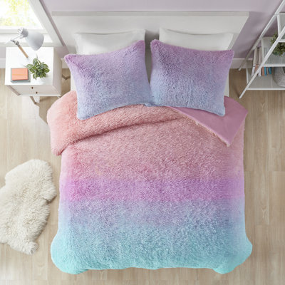 Ensemble d'édredon en fausse fourrure synthétique 2 pièces Primrose