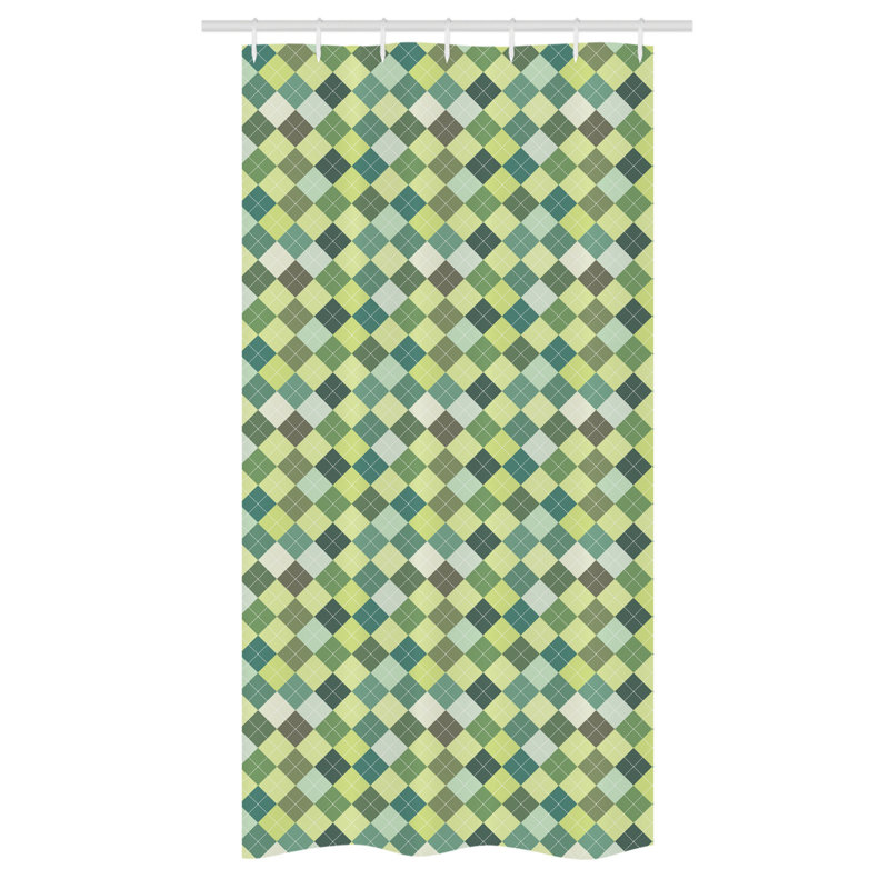 Plaid Shower Curtain with Hooks Included, 36" W x 72" L