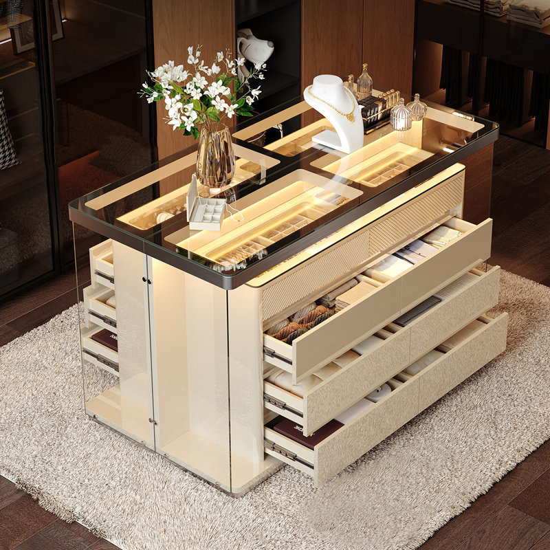 47.24"Italian luxury-style brown jewelry storage cabinet