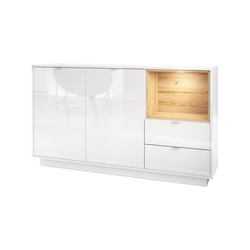 Mcclung 153cm Sideboard, Yes, White (glossy)/Oak
