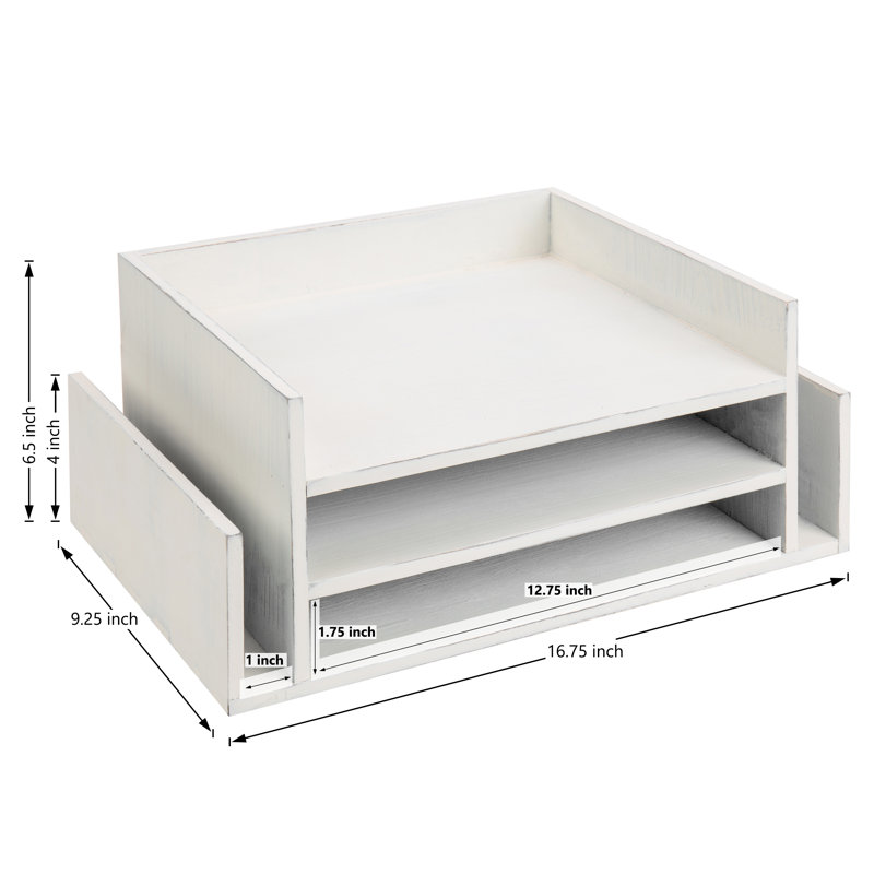 Yurij Solid Wood 3 Tier Office Document Tray File Organiser