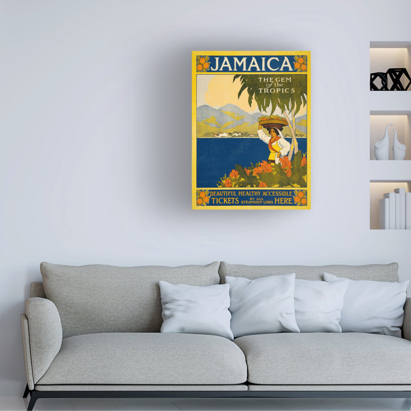 American School, affiche de voyage en Jamaïque, art sur toile de 1910, H 47 po x l 35 po