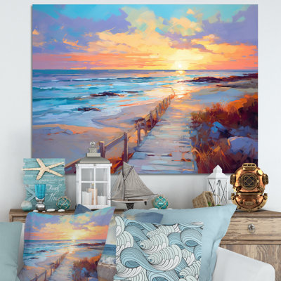 Pathway To Pink Pastel Beach Sunset - Beach Canvas Print