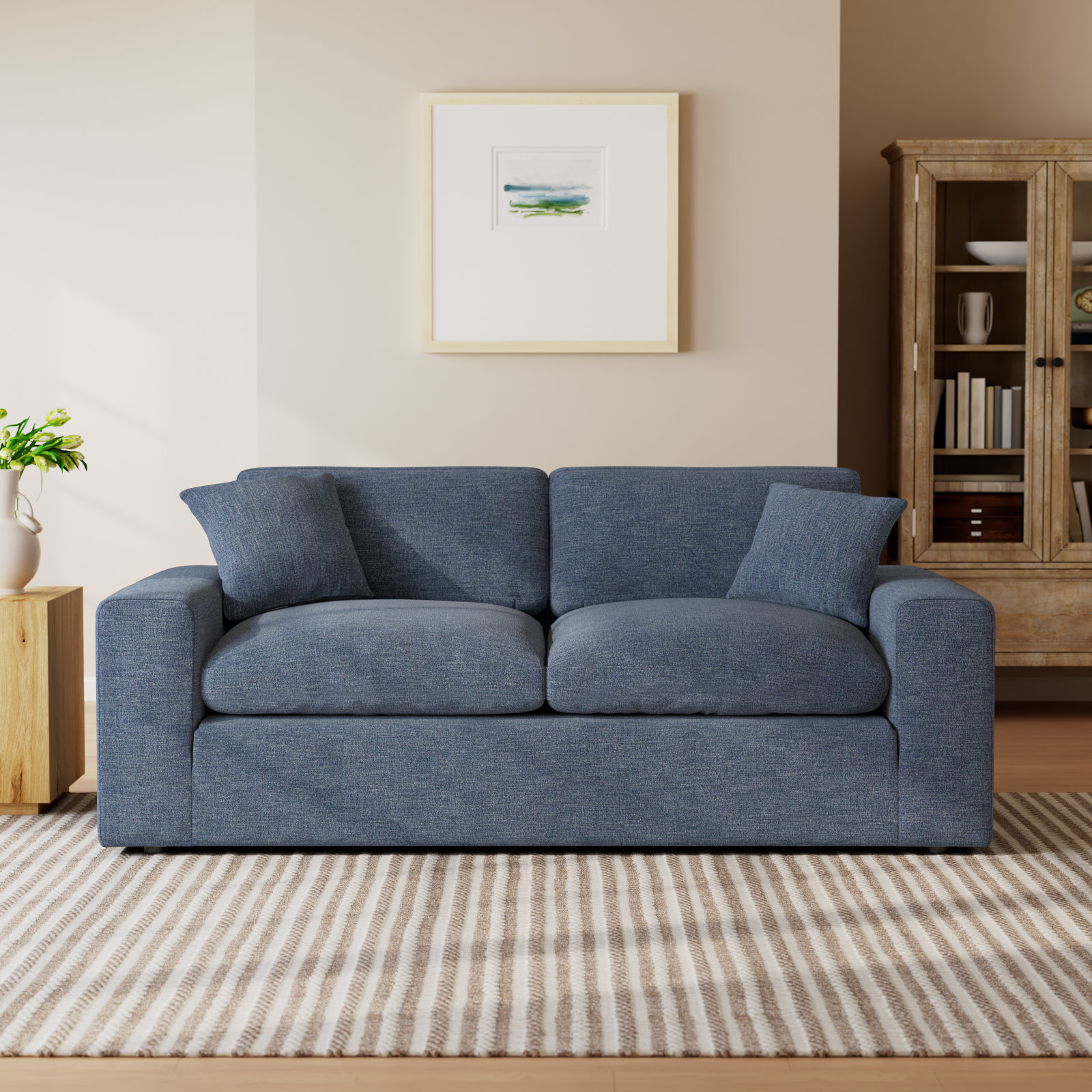 Asher 82'' Upholstered Sofa, Brent Dark Gray Performance Chenille
