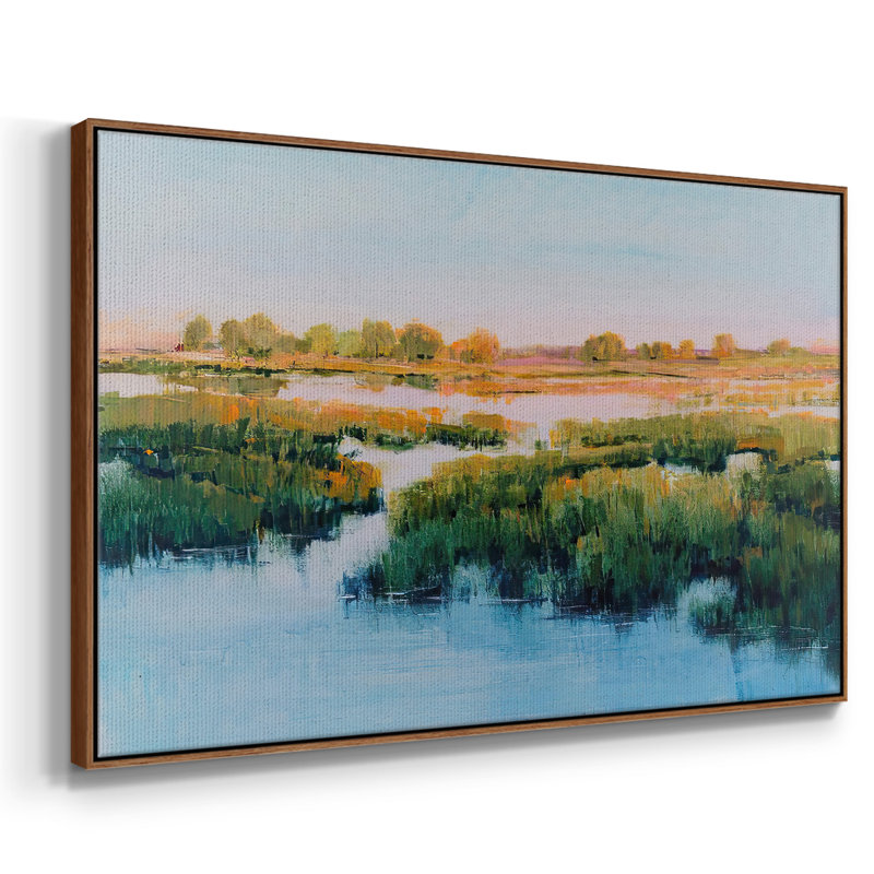 Toile tendue avec cadre Marshland View II, H 27 po x l 41 po x P 2 po, Cadre noyer
