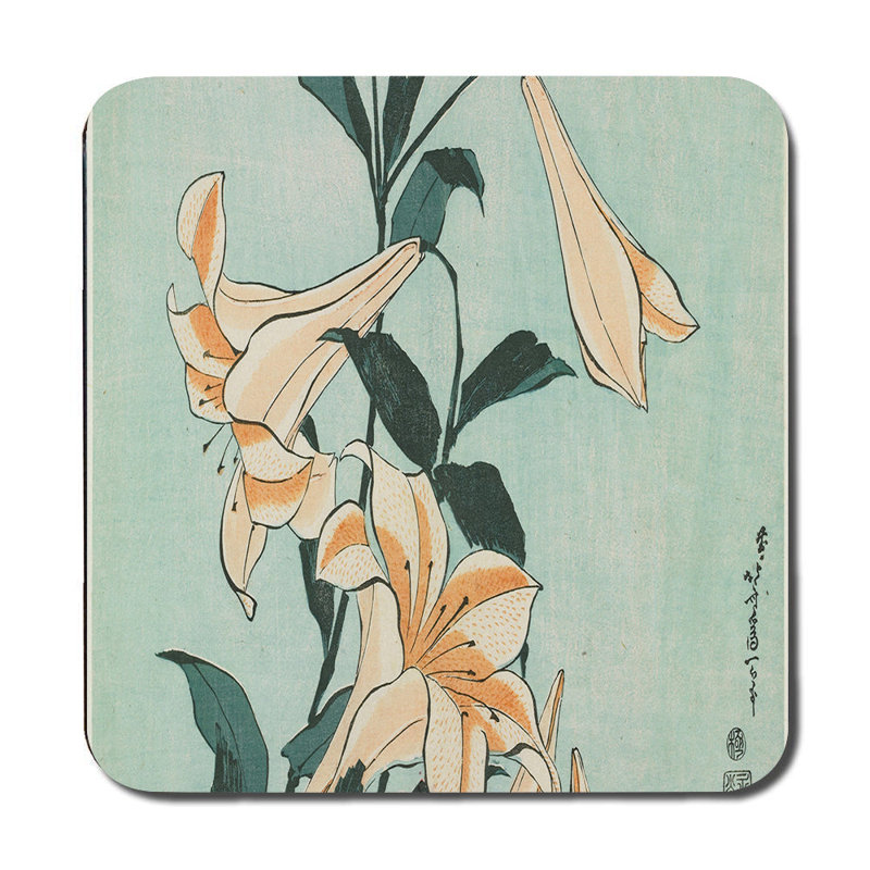 Lily Flower Placemats And Coaster Set Vintage Botanical Artwork