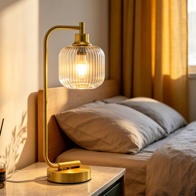 18.5" Dimmable Table Lamp With Usb And Touch Control