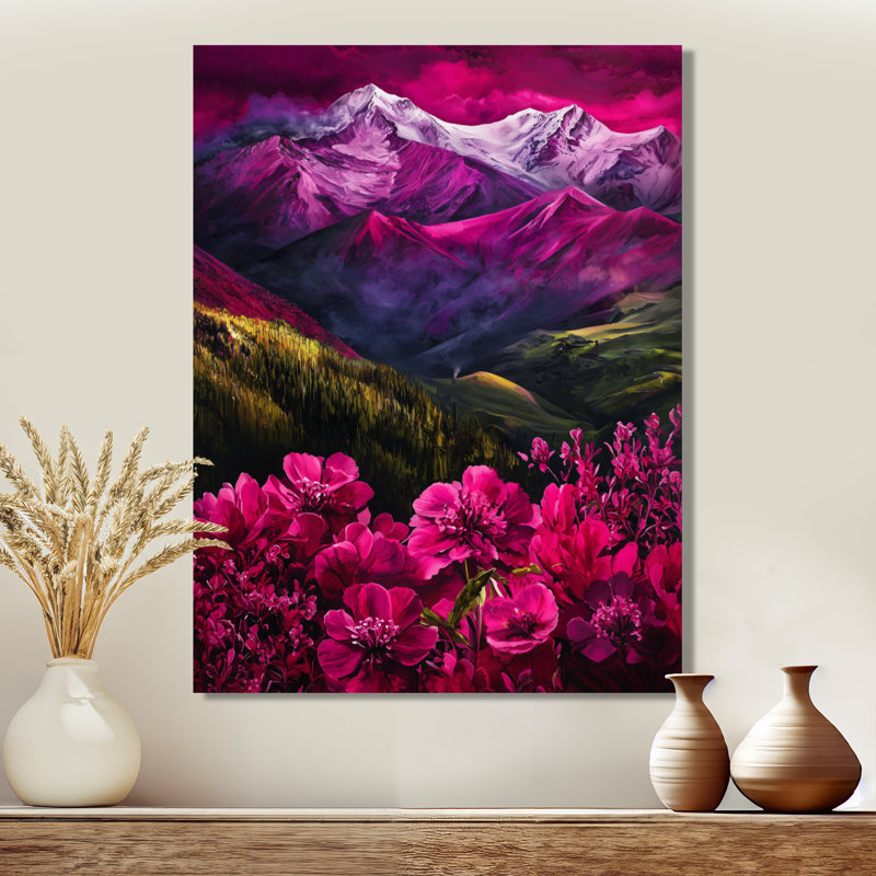 «Mountain Flower Blooms Expedition I», art mural en métal, impression nautique, H 32 po x l 16 po