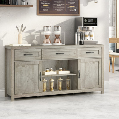 57.9" Sideboard With 3 Drawers, Adjustable Shelf