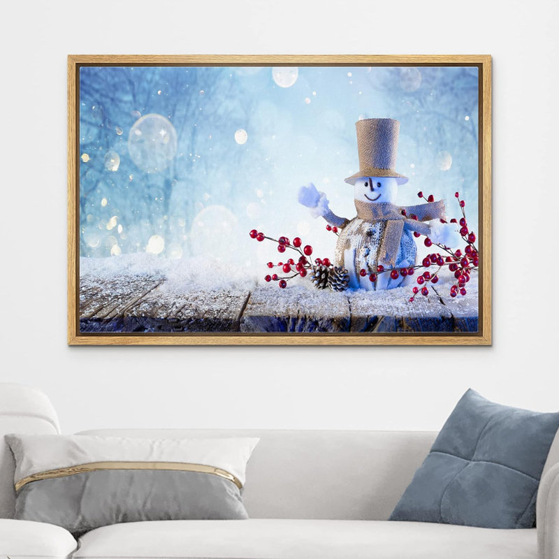 Célébration de Noël, impression, H 24 po x l 36 po, Cadre naturel flottant