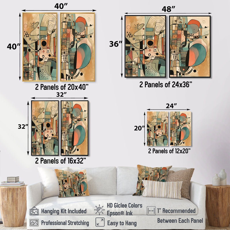 «Golden Mid Century Boho» - Minimalisme abstrait, impressions sur toile, 20" H x 24" W, Wrapped Canvas, Does Not Apply