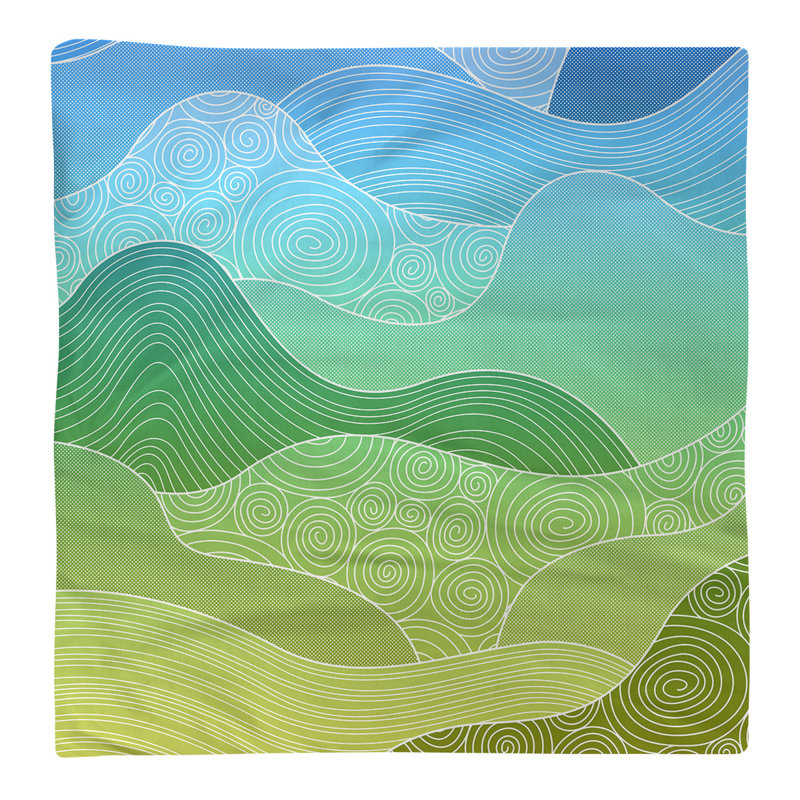 Serviette de coton à ondulations à la main, H 0,1 po x l 10 po x P 10 po, Bleu / Jaune, Sergé de polyester