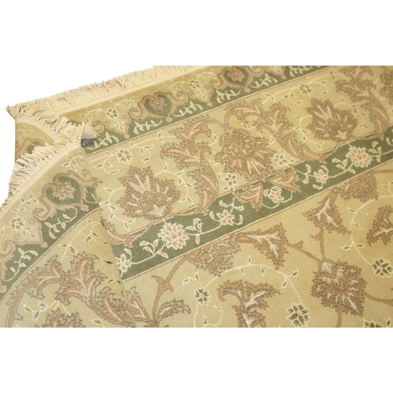 Hand Knotted Wool Area Rug in Gold