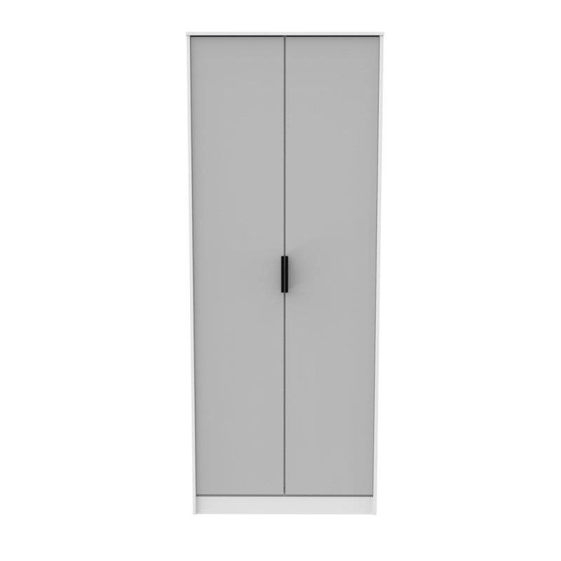 Fully Assembled Gafita Hong Kong 2 Door Wardrobe, Grey / White Matt Veneer