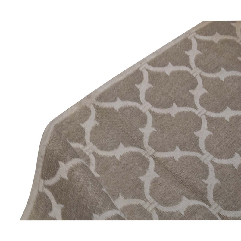 Tapis brun / ivoire en laine noué à la main de conception unique 7 pi 11 po x 9 pi 8 po