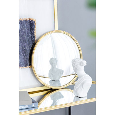 Miroir rond doré avec cadre en fer pour la décoration de la chambre à coucher et du couloir