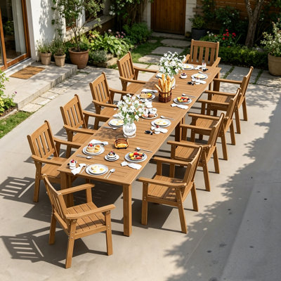Ensembles de salle à manger imperméables toutes saisons pour l'extérieur - Ensembles de salle à manger d'extérieur modernes résistants à la rouille pour l'extérieur de la cour / jardin / piscine / porche / terrasse 2-table 10-chaises