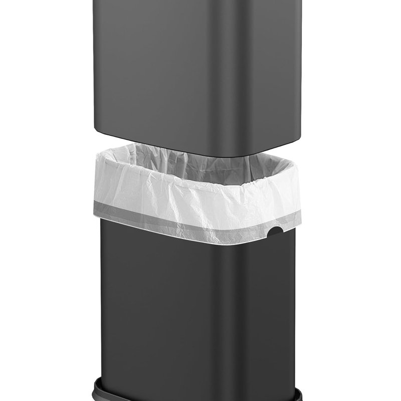 2.6 Gal Black Bathroom Trash Can,Metal Waste Baskets with Removable Inner Bucket