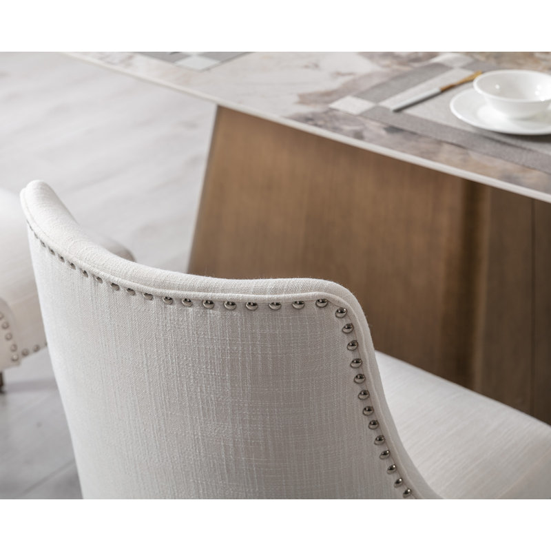 Umina 19.5'' H Upholstered Side Chair, Cream, Light Brown