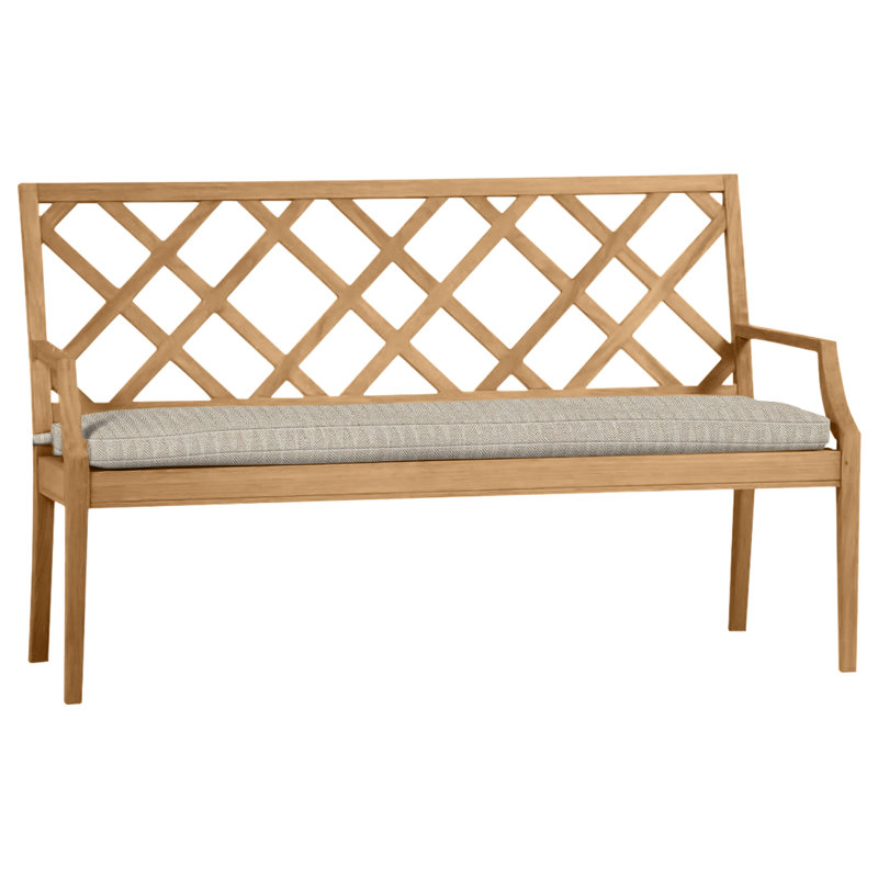 Haley Teak Garden Bench, Natural Teak, No Welt, Herringbone Sand