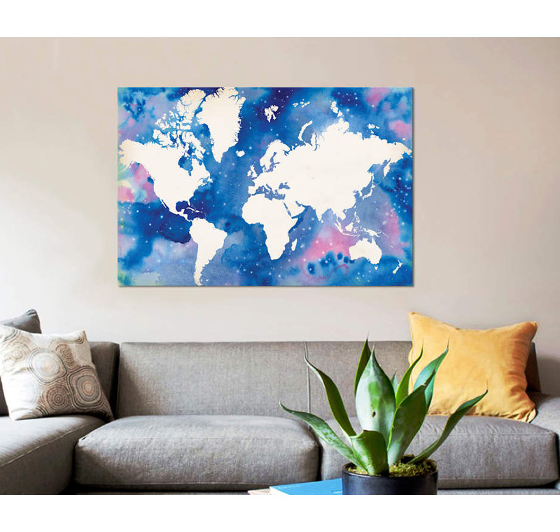 « starry world », reproduction sur toile, H 18 po x l 26 po x P 1,5 po, Toile tendue, Pas de tapis