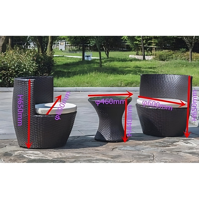 Santagata 2 - Person Patio Dining Set with Round Table , Cushions Included, Chocolate