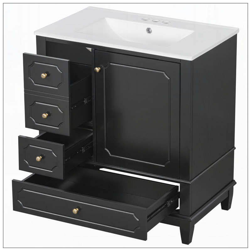 Meuble-lavabo 30 po avec lavabo, Noir
