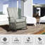 Chaise berçante de patio inclinable grise - coussins moelleux, repose-pieds réglable, 135 degrés de gris