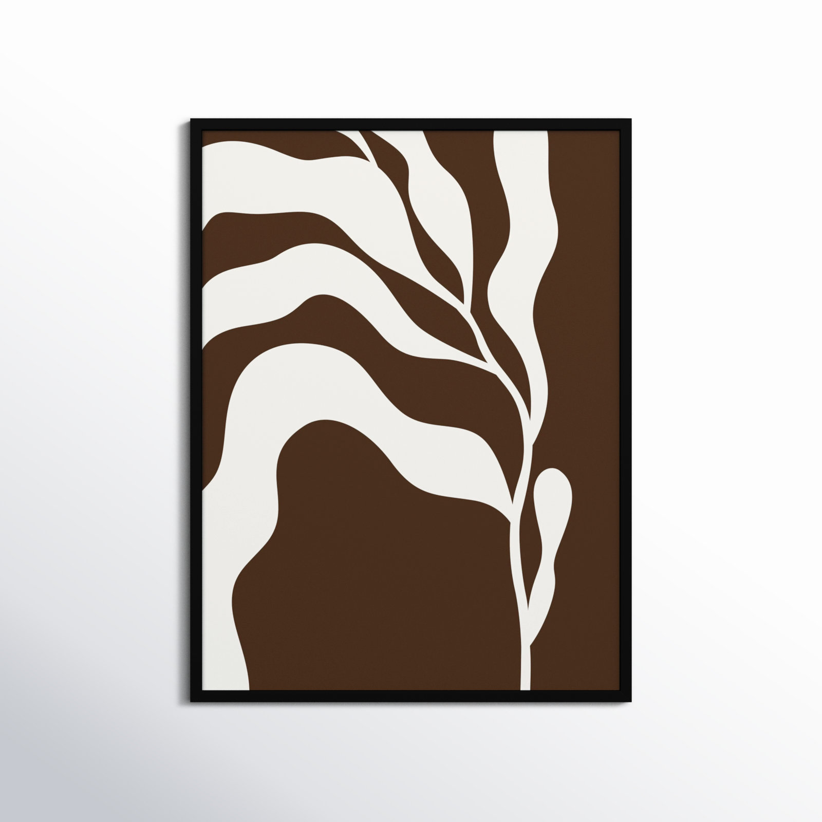 Retro Matisse Inspired Abstract Botanical 2 Brown, Black, 41" H x 31" W x 1" D