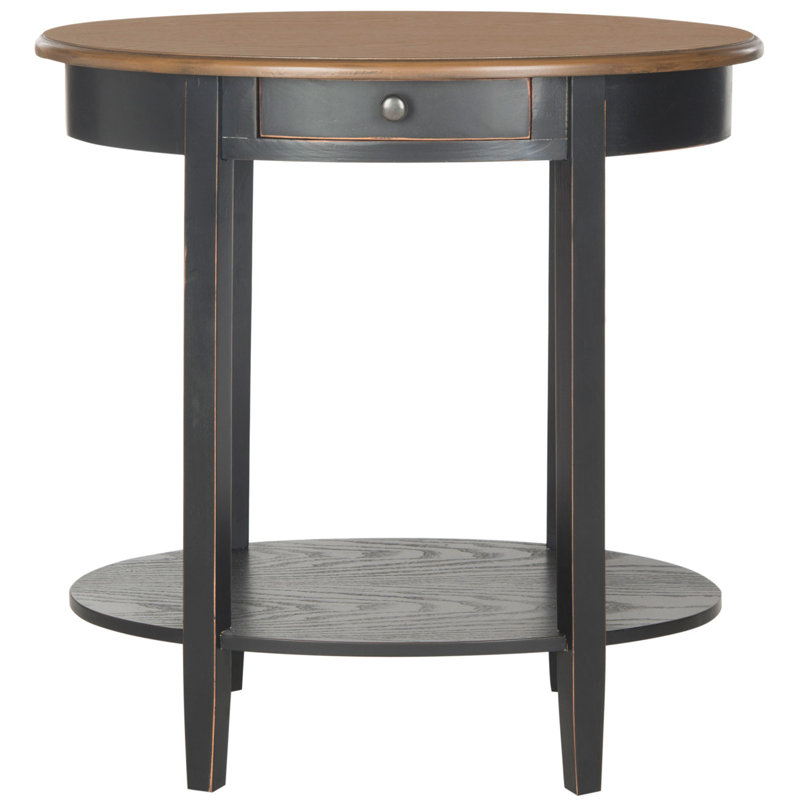 Table de bout avec rangement Bianca, Noir/chêne