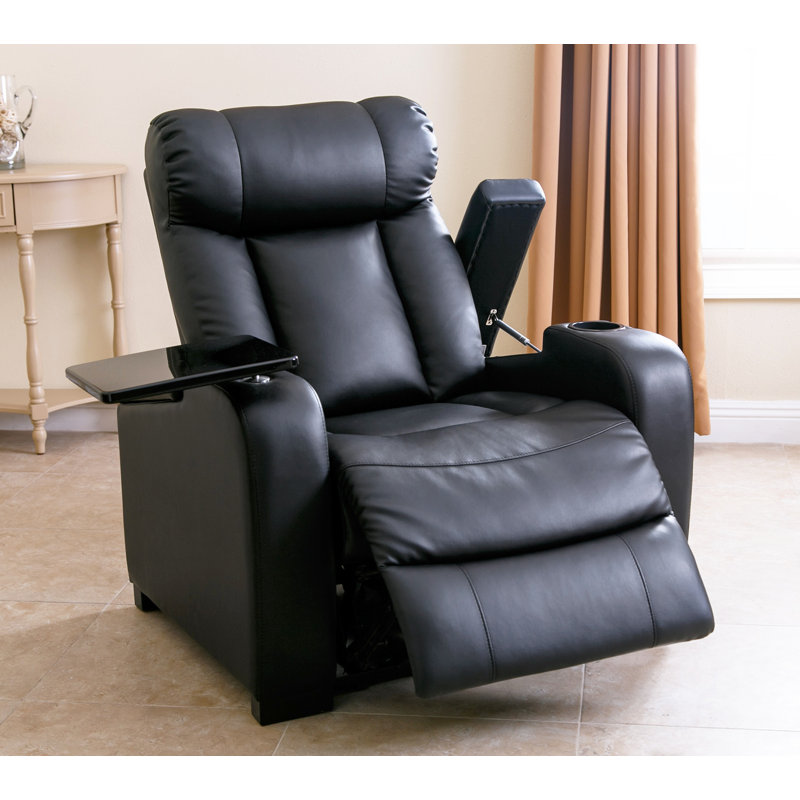 Cranshaw Faux Leather Recliner, Midnight Black